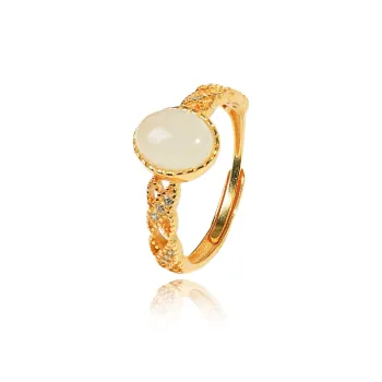 CUIYOUSHIJIA Hetian Jade Rings Pale Greenish White Jade Women's