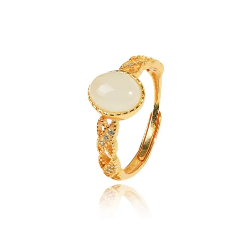 CUIYOUSHIJIA Hetian Jade Rings Pale Greenish White Jade Women's