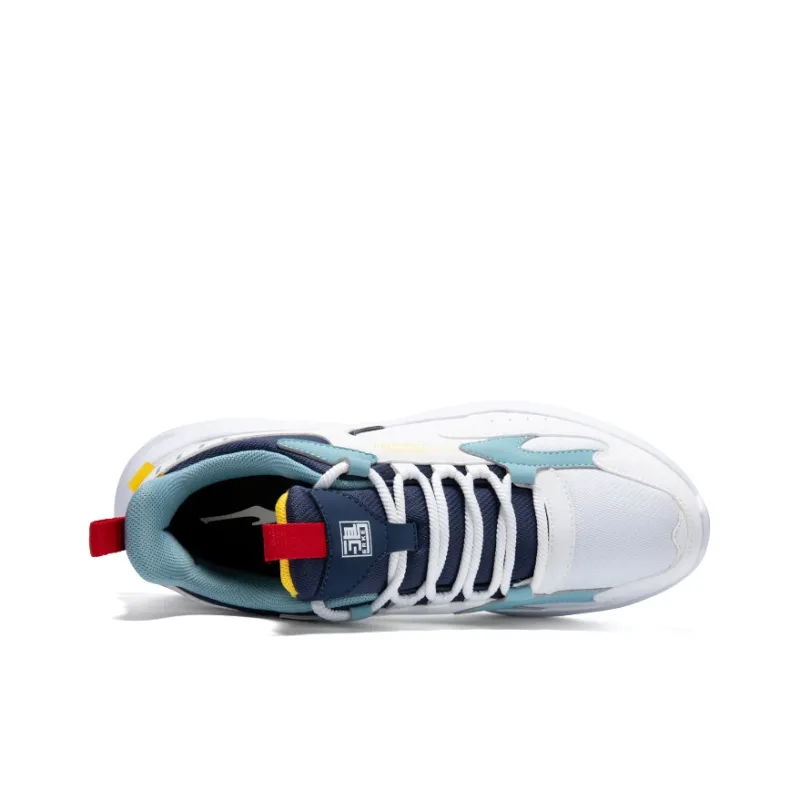 Erke Cushioning Breathable Lightweight Low-Top Casual Shoes Men's Uke White Strait Bay Blue-3