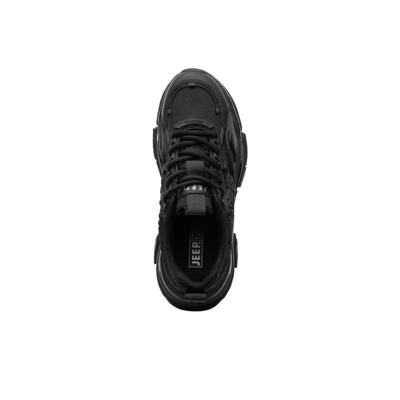 JEEP SPIRIT Cushioning Wear-Resistant Low-Top Chunky Sneakers Men's Graphite Black-4