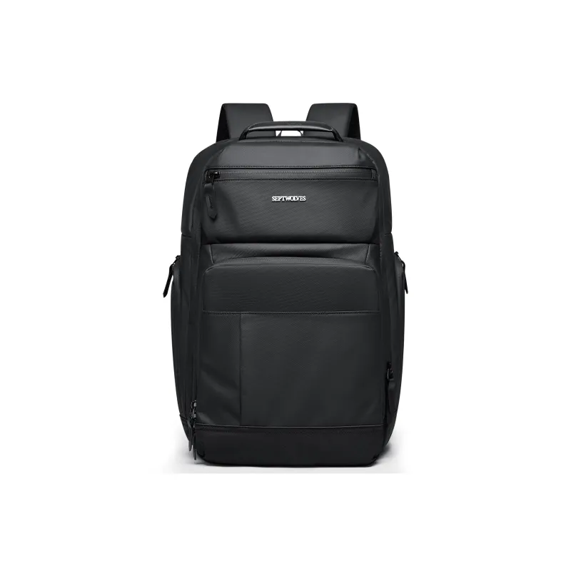 SEPTWOLVES PVC Students Backpack Laptop Backpack Travel Bag QPL Unisex Black-10