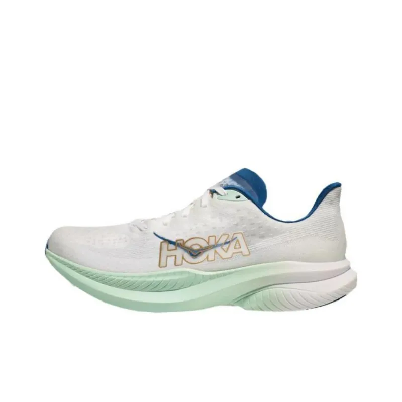 HOKA ONE ONE MACH 6 Abrasion Resistant, Breathable, Lightweight Low Top Training Shoes Men's White Loose Fit-0