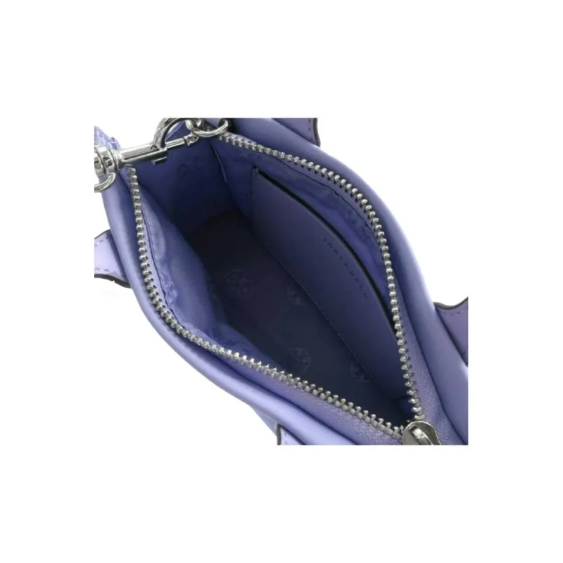 TORY BURCH Ella Satin Nylon Tote Bag Shoulder Bag Crossbody Bag Handbag Mini Unisex Purple-4