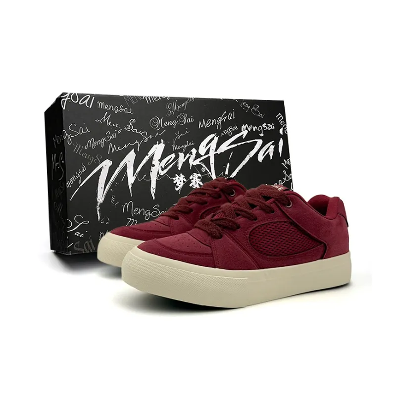 Mengsai Low Top Skateboard Shoes Men's Angora Red-0