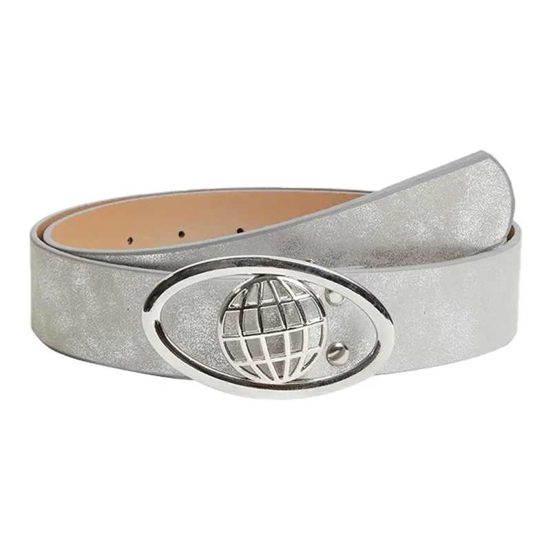 IOTS Literary And Vintage Minimalist Style Versatile Fashion Alloy Leather Belts Unisex Width 2.6cm-2