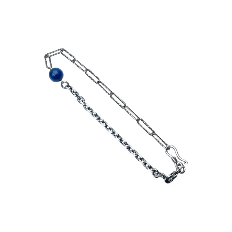 SHIYI N CIFANG Blue Crystal 925 Sterling Silver Vintage Distressed Unique Original Bracelet Length Adjustable Unisex-4