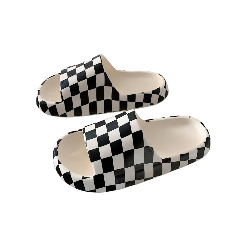 Thin Strips Slippers Unisex, White-0