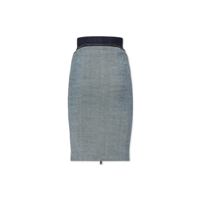 DSQUARED 2 Urban Wash Upside Midi Denim Skirt-1