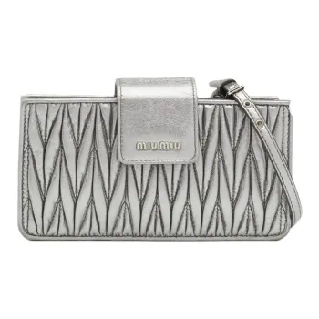 MIU MIU Leather Shoulder Bag Women's Silver