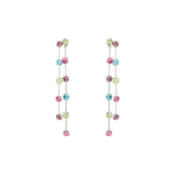 KENNETH JAY LANE Zinc Alloy Rhodium-Plated Glass Clip-On Earrings Women's Multicolor