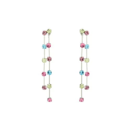 KENNETH JAY LANE Zinc Alloy Rhodium-Plated Glass Clip-On Earrings Women's Multicolor