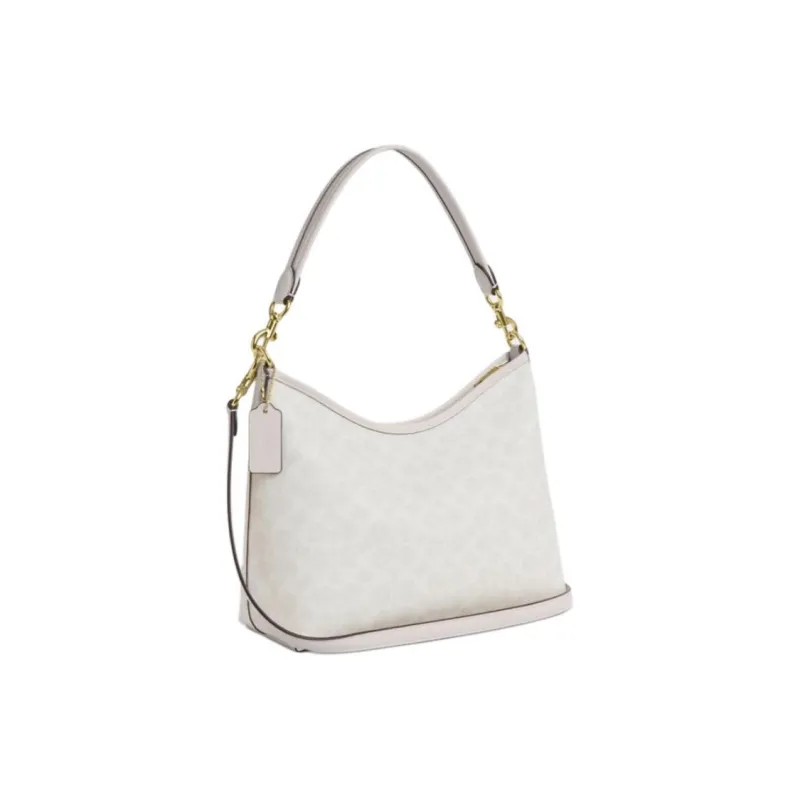 COACH LAUREL Coated Canvas Shoulder Bag Large Size Unisex Chalk-1