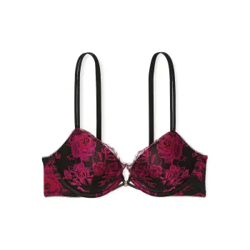Victoria's Secret Bra Women's Black Base With Red Floral