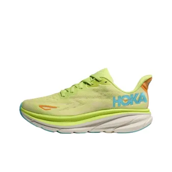 HOKA ONE ONE Clifton 9 Breathable Impact Resistant Low Top Running Shoes Women's Green Loose Fit