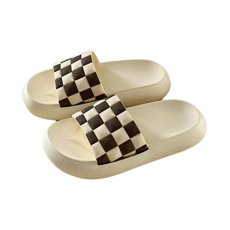 Thin Strips Slippers Unisex, Black White-10