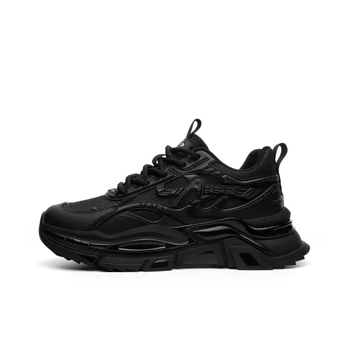 JEEP SPIRIT Cushioning Wear Resistant Low Top Chunky Sneakers Men's Graphite Black