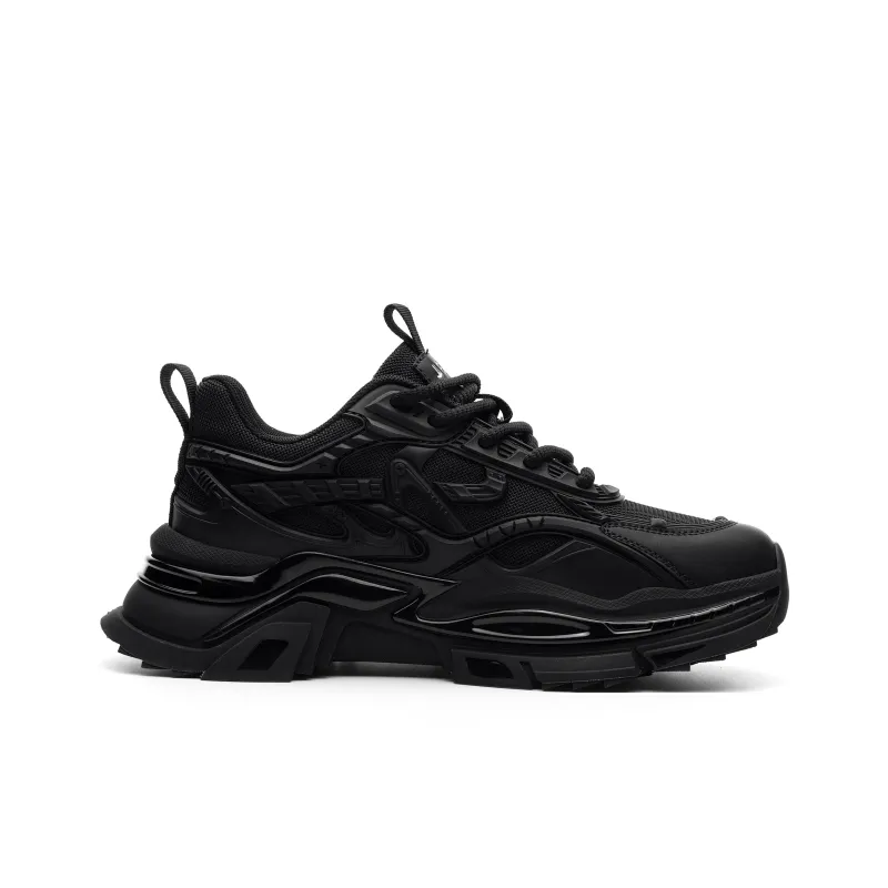 JEEP SPIRIT Cushioning Wear-Resistant Low-Top Chunky Sneakers Men's Graphite Black-1