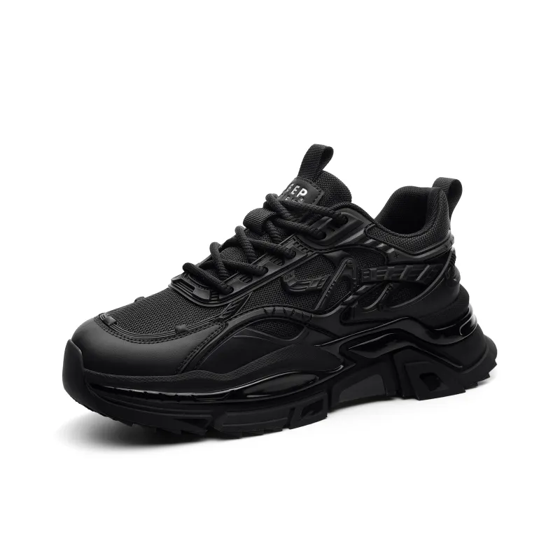 JEEP SPIRIT Cushioning Wear-Resistant Low-Top Chunky Sneakers Men's Graphite Black-2