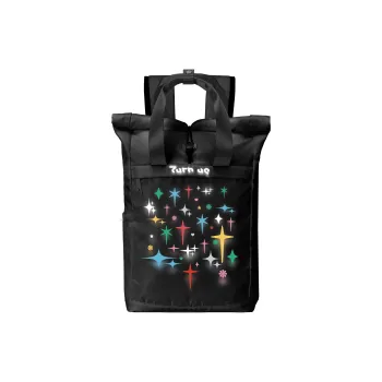 TURN UP Polyester Backpack Unisex Black
