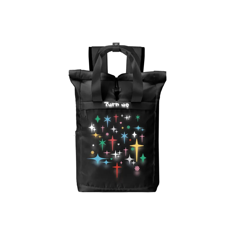 TURN UP Polyester Backpack Unisex Black-0