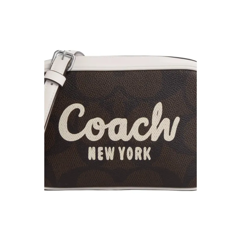 COACH Leather Camera Bags Shoulder Bags Mini Women's Black & White-3
