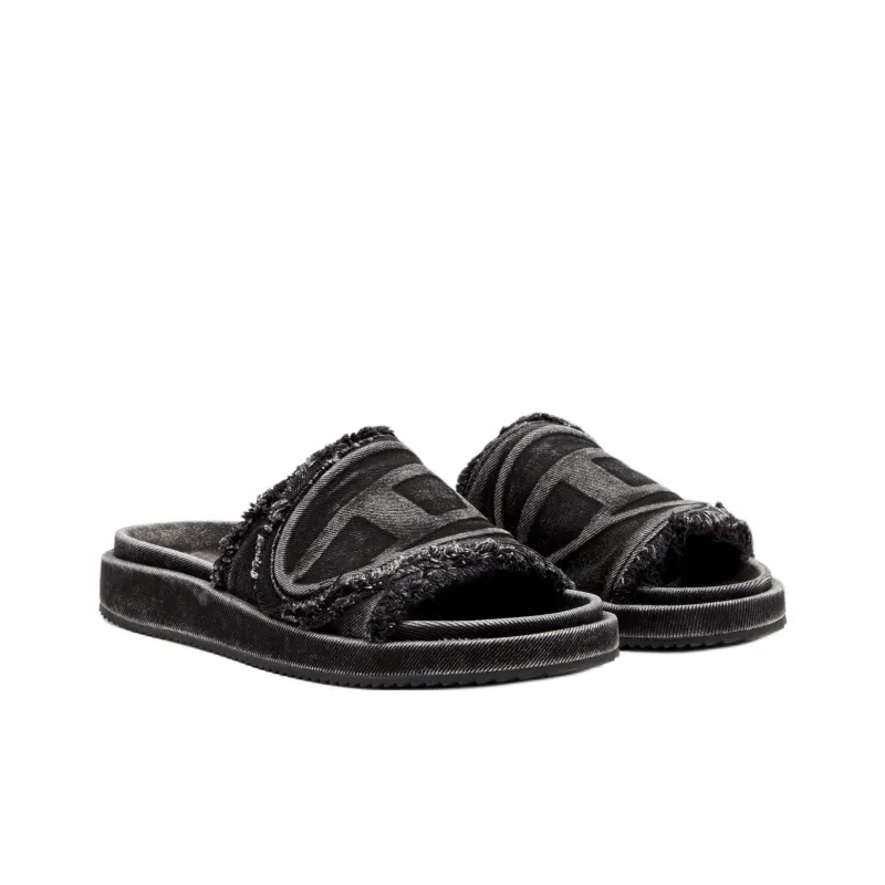 DIESEL OVAL D Series Slide Slippers Unisex Black-3