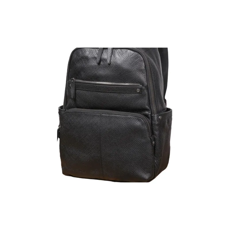 LARTIGENT Top Grain Cow Leather Large Capacity Computer Backpack Multifunction Backpack Regular Men's Black-3
