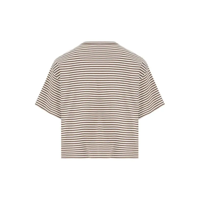 Brunello Cucinelli Striped Jersey Cropped T Shirt-1