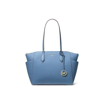 MICHAEL KORS MARILYN Leather Tote Bag Shopping Bag Handbag Shoulder Bag Medium Size Women's Blue