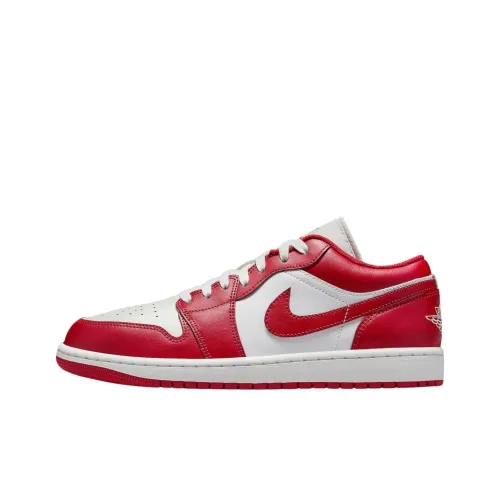 Jordan Air Jordan 1 Anti Slip Wear Resistant Low Top Vintage Basketball Shoes Unisex White Red