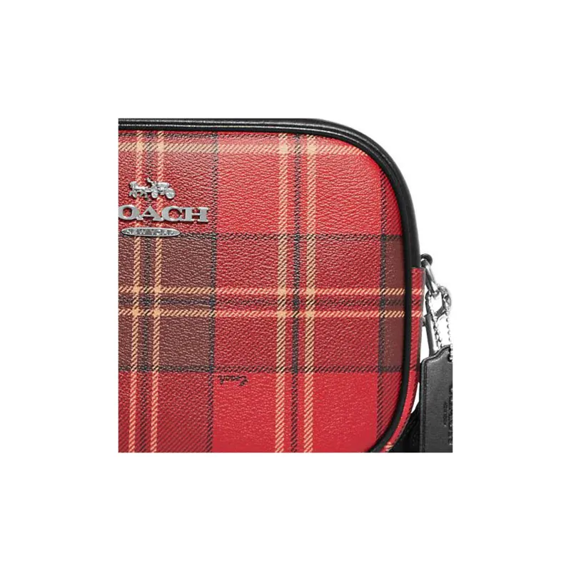 COACH Jamie Coated Canvas With Smooth Leather Camera Bag, Shoulder Bag, Crossbody Bag Medium Size Women's Red & Black-4