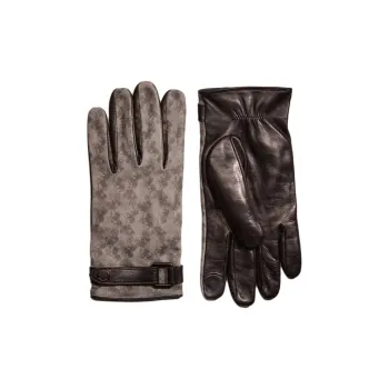 COACH Suede Gloves Unisex Brown