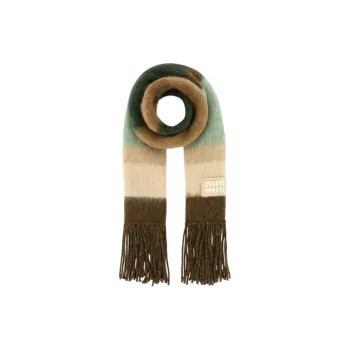 MIU MIU Colour Block Fringed Scarf