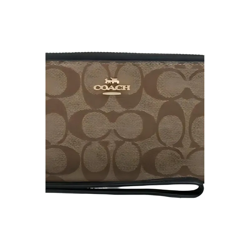 COACH PVC Polyvinyl Chloride Wallet Trumpets Women's Khaki-3