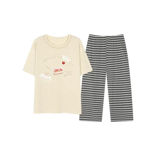 XIAFENYAN Pajama Set Women's Light Yellow