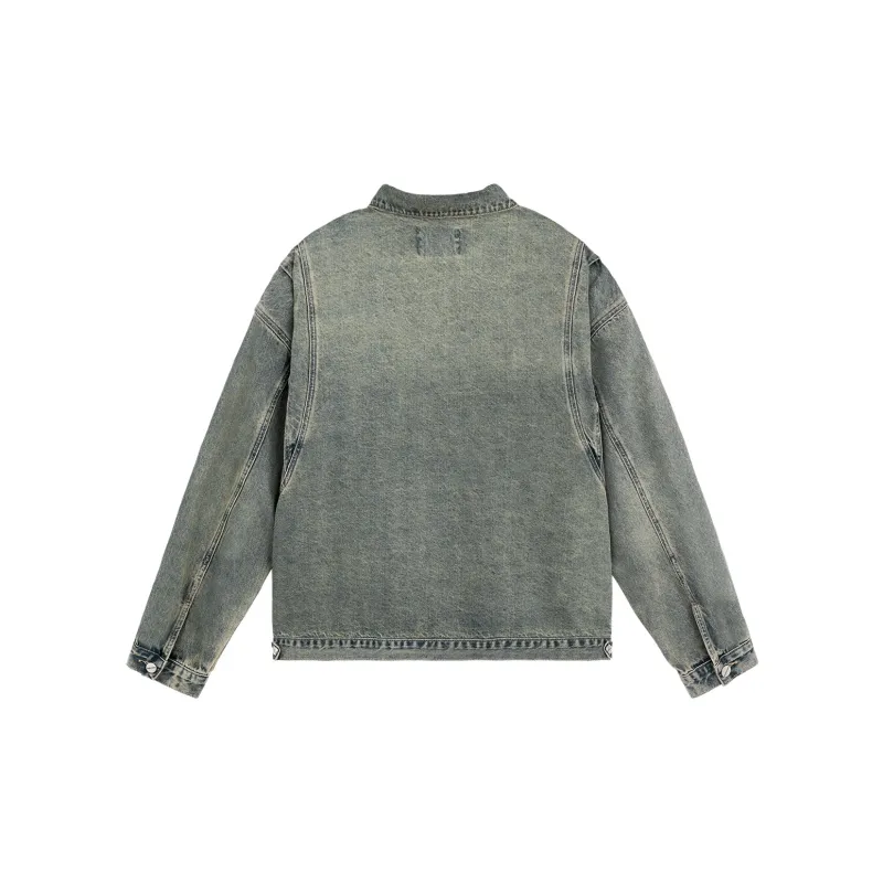 LUJIAMEN Denim Jacket Unisex Yellow Mud-1