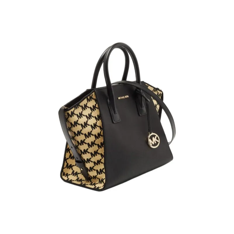 MICHAEL KORS Avril Leather Tote Bag, Shopping Bag, Shoulder Bag, Crossbody Bag, Handbag Large Size Women's Black-1