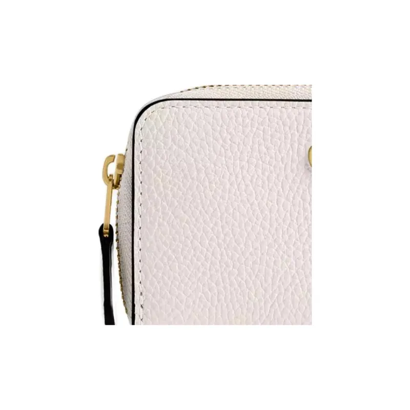 COACH Zip Around Polished Pebble Leather Card Holder Small Size Women's Brass & Chalk-3