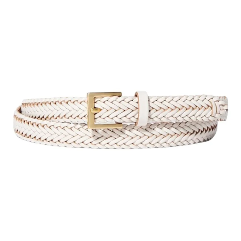 UNIQLO Cow Leather Belts Women's Ivory Width 2CM-0