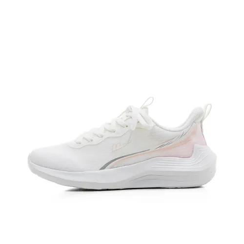 Warrior Breathable Lightweight Height Increasing Low Top Casual Training Long Distance Running Shoes Women's White Pink