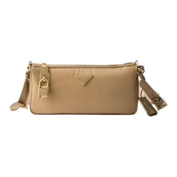 PRADA Recycled Polyamide Shoulder Bag Small Size Women's Camel