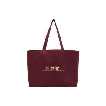 A.P.C Cotton Tote Bag Shopping Bag Handbag Unisex Burgundy