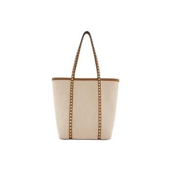 Valentino Cotton Canvas Shoulder Bag Women's Natural