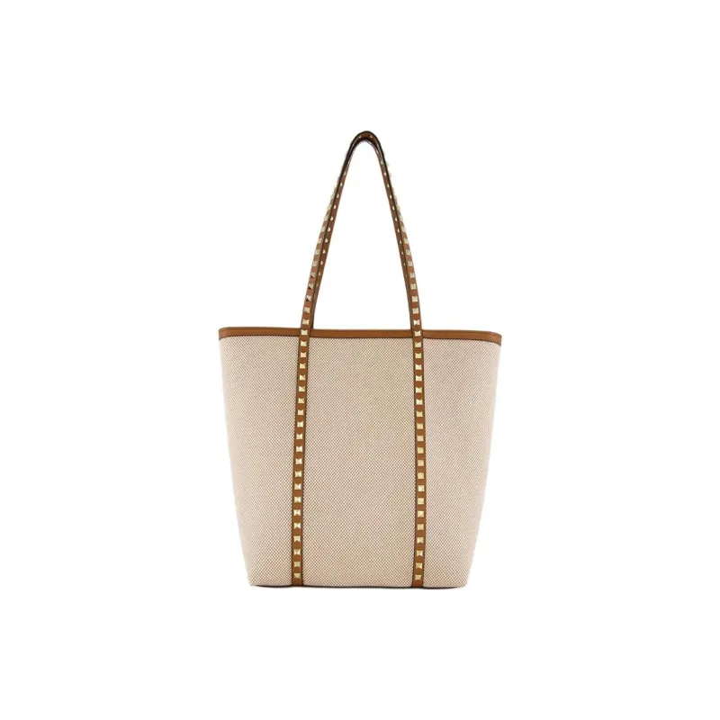 Valentino Cotton Canvas Shoulder Bag Women's Natural-0