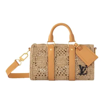 LOUIS VUITTON Keepall Bandouliere 25 Damier Raffia Natural Beige