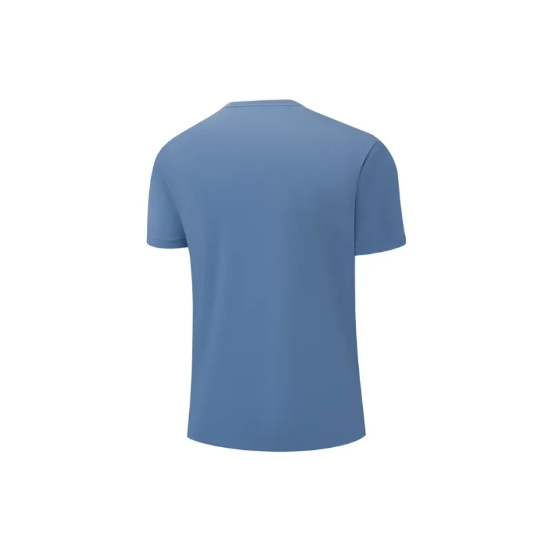 XTEP Comprehensive Training Short Sleeved T Shirt Men's Autumn Eggplant Blue-1