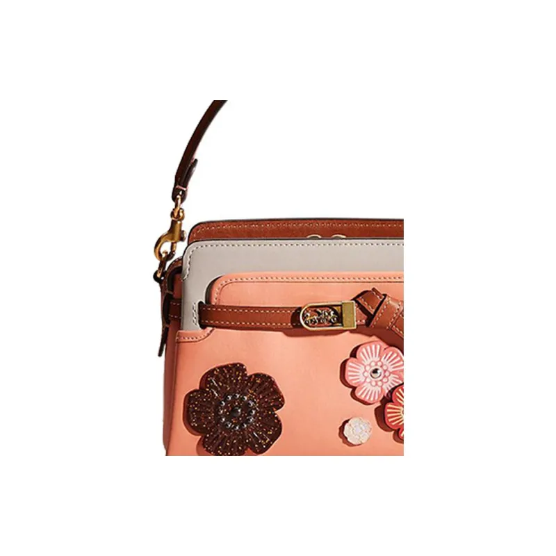 COACH Tate Leather Shoulder Bag Crossbody Bag Handbag Small Size Women's Pink & Gray-4