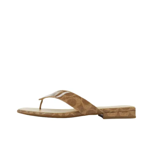 COACH Signature Flip Flops Women's Tan