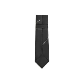 HERMES Wool Leather Ties Men's Black