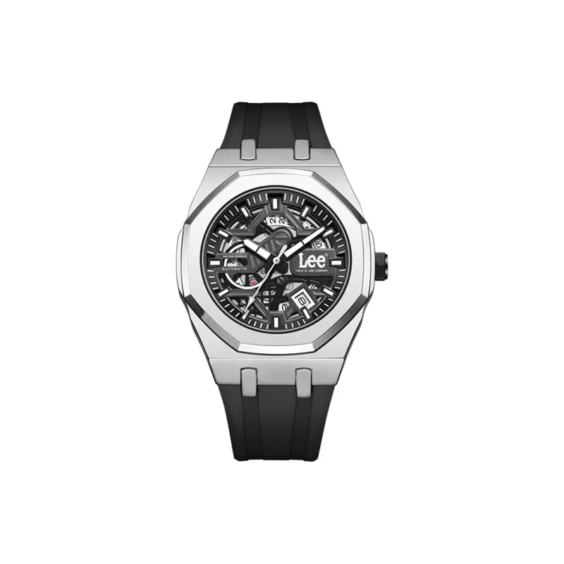 Lee Pioneer Wrist Watch Mechanical Movement Silicone Strap Black Dial Men's Watches Etiquette Classic Box-14